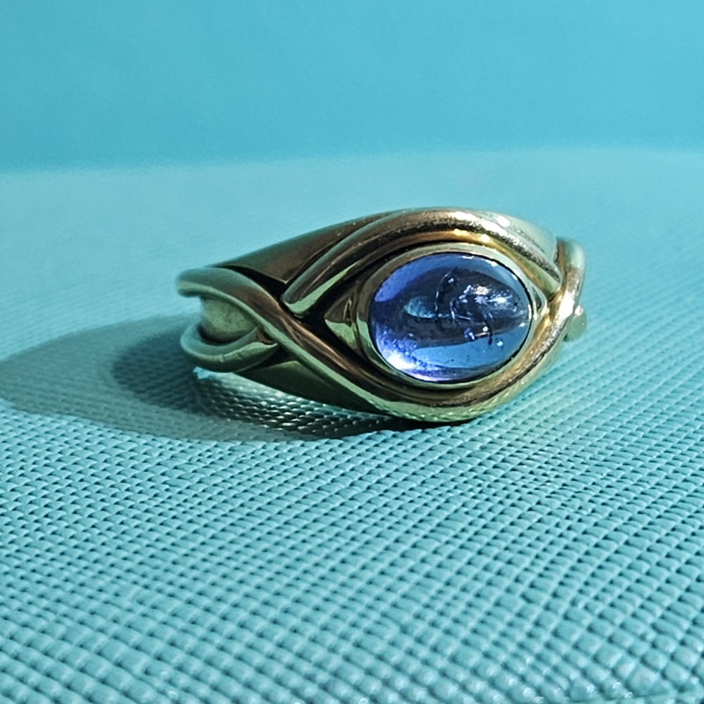 🥰SALE! Tiffany & Co. 18k YG Signature X Cabochon Tanzanite Ring Sz 4.5 RETIRED - Picture 8 of 11